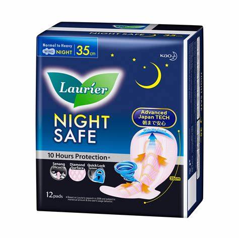 Laurier Sanitary Napkin Night Safe Wing-35 cm-12 pad