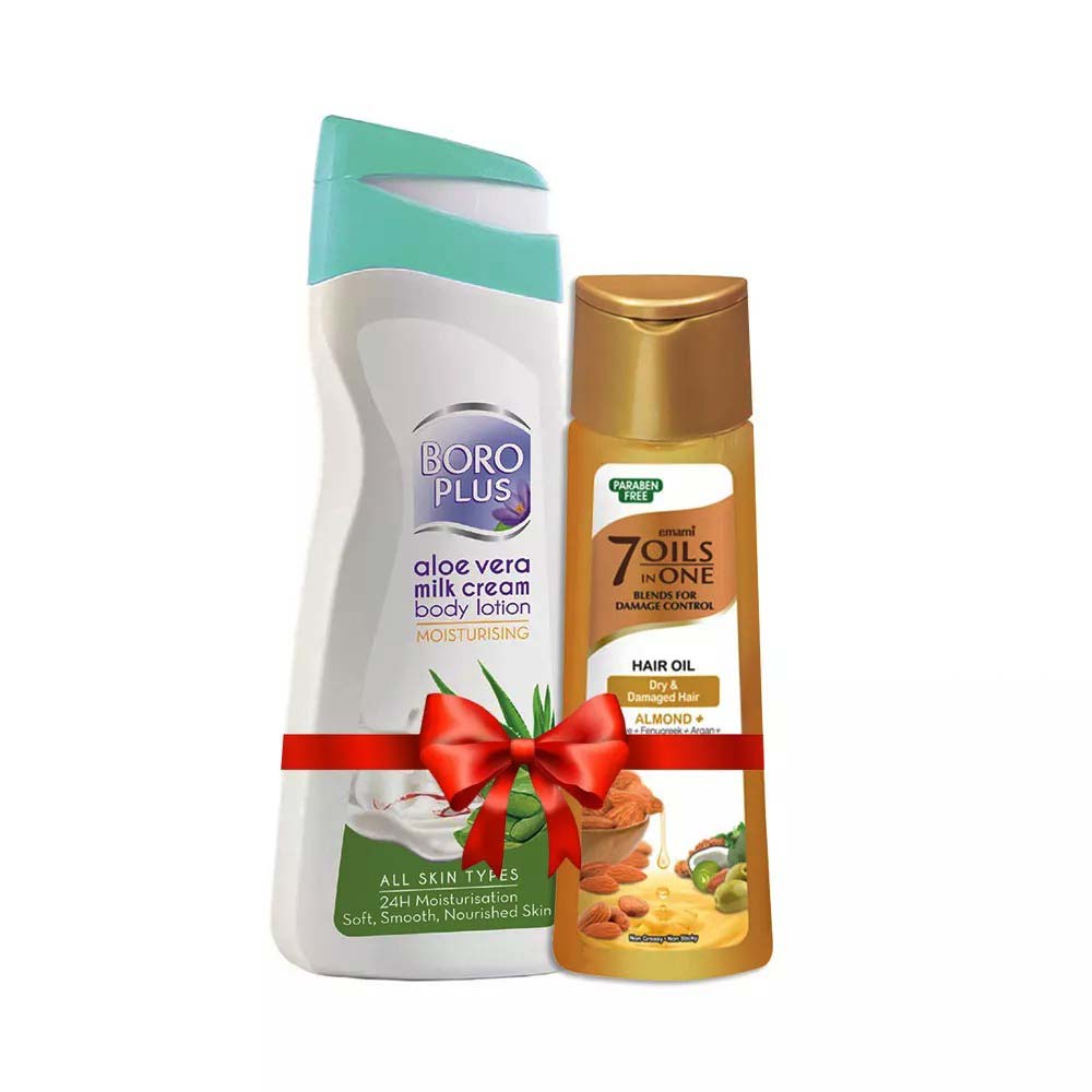 Buy Boro Plus Aloe vera Lotion 300ml Get 7 Oils Almond Hair Oil 100ml Free