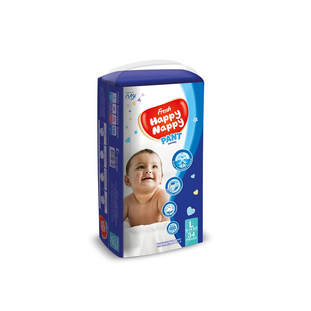 Fresh Happy Nappy Pant Diaper 9-14 kg (L-Size) 34pcs