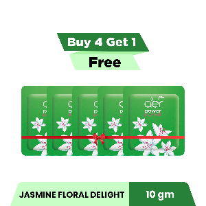 Godrej Aer Power Pocket Bathroom Fragrance Jasmin Floral Delight 50g (Buy 4 Get 1 Free)