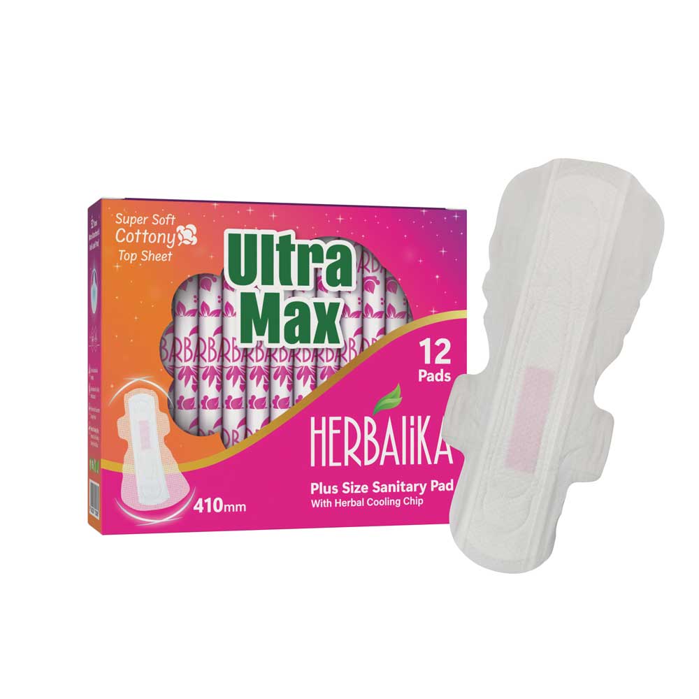 Herbalika Plus Size Sanitary Pad - Ultra Max - 12 Pads (410mm)