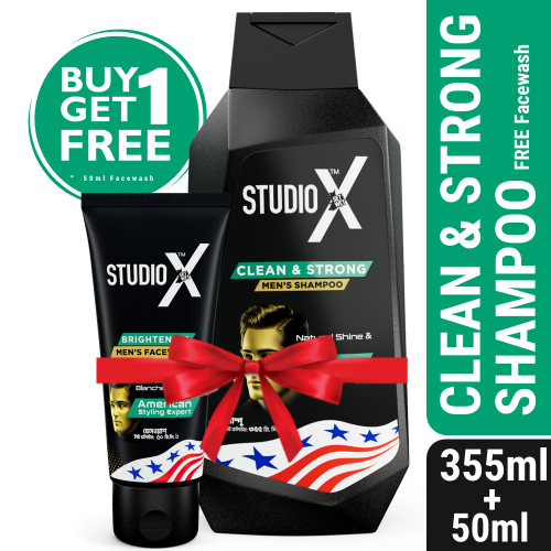 Studio X Clean & Strong Shampoo for Men 355ml (50ml Facewash Free)