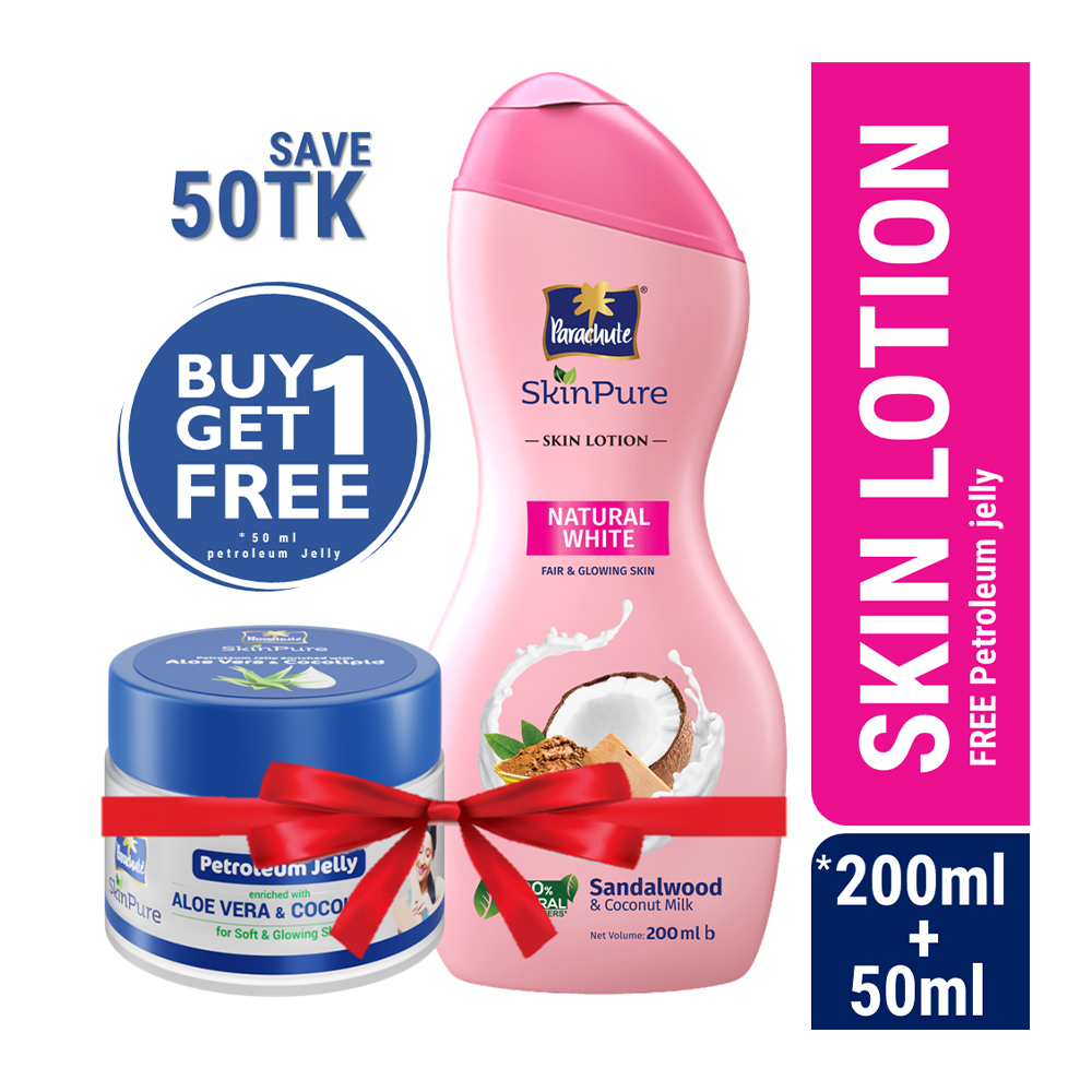 Parachute SkinPure Skin Lotion Natural White 200ml (50ml Petroleum Jelly Free)