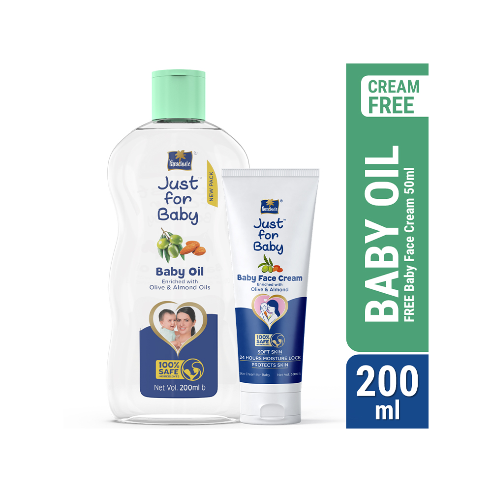 Parachute Just for Baby - Baby Oil 200ml (Baby Face Cream 50g FREE)