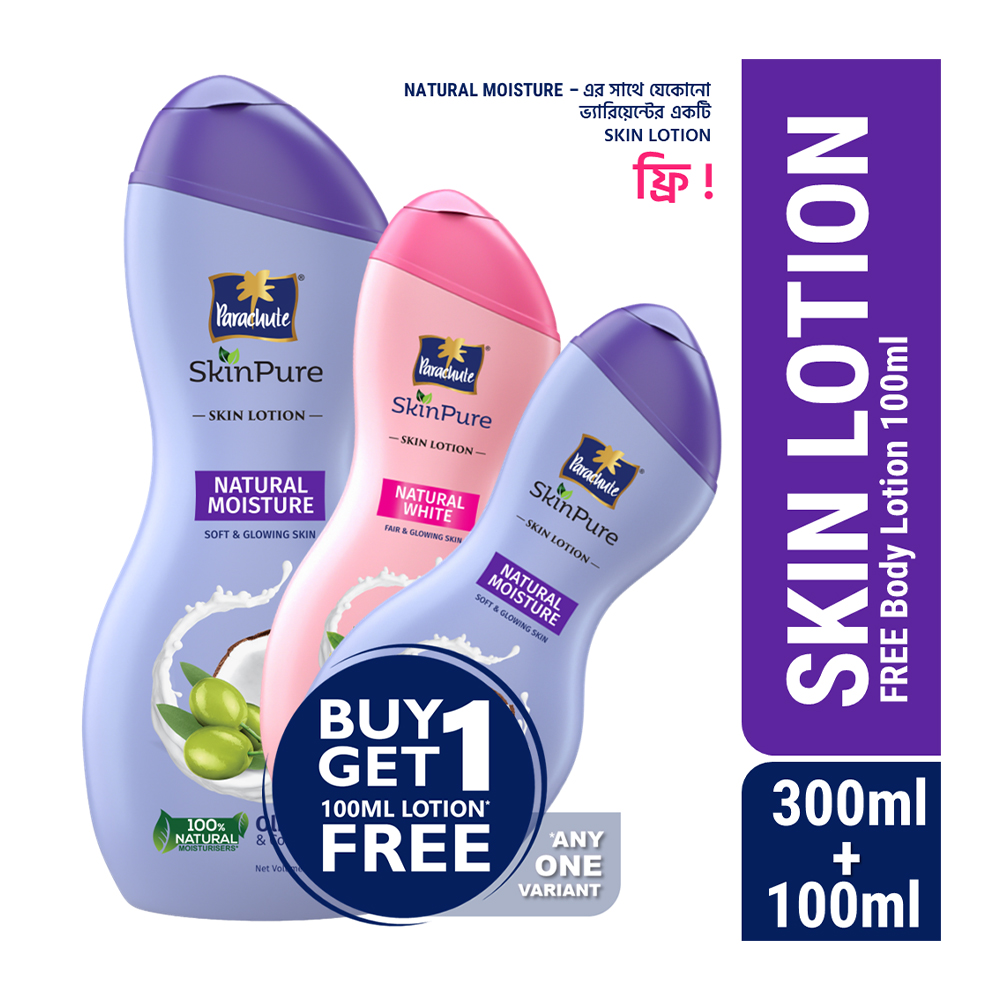 Parachute SkinPure Skin Lotion Natural Moisture 300ml (100ml Natural White Lotion Free)