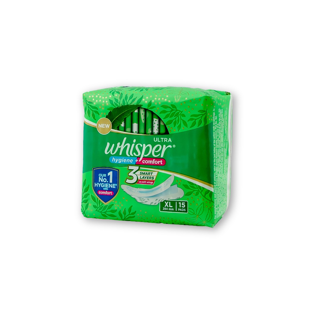 Whisper Ultra Clean Wings Sanitary Pads for Women - XL (15pcs)