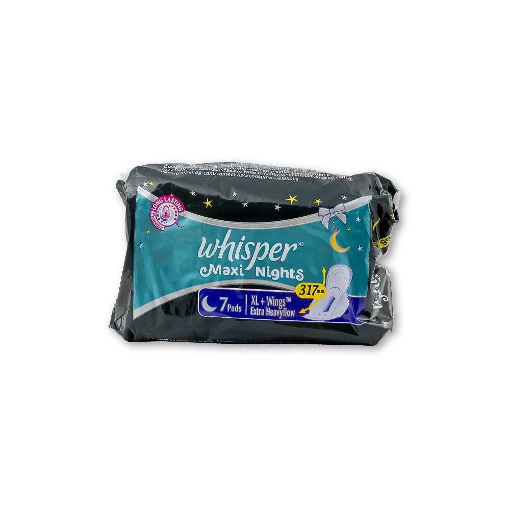 Whisper Maxi Nights Wings Heavy Flow Sanitary Pads for Women - XL (7pcs)