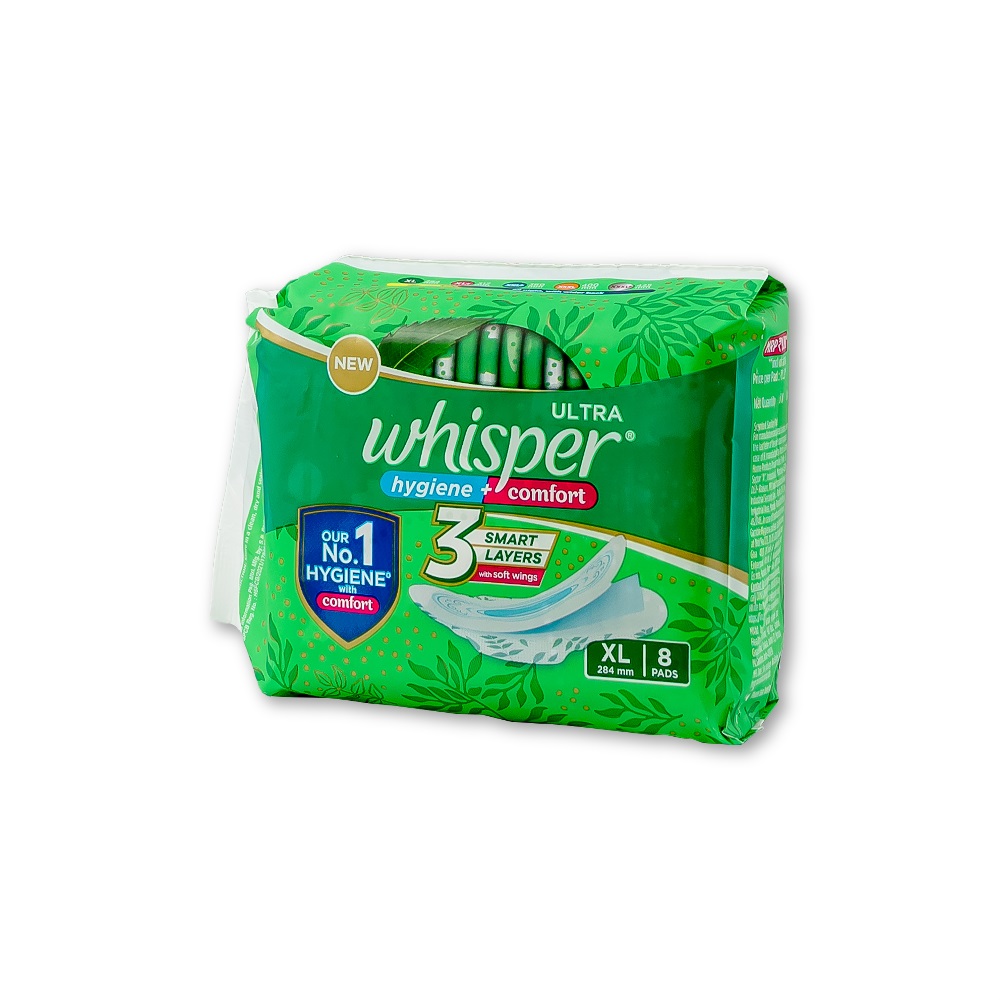 Whisper Ultra Clean Wings Sanitary Pads for Women - XL (8pcs)