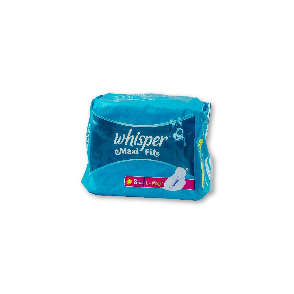 Whisper Maxi Fit Wings Sanitary Pads for Women - Large (8pcs)