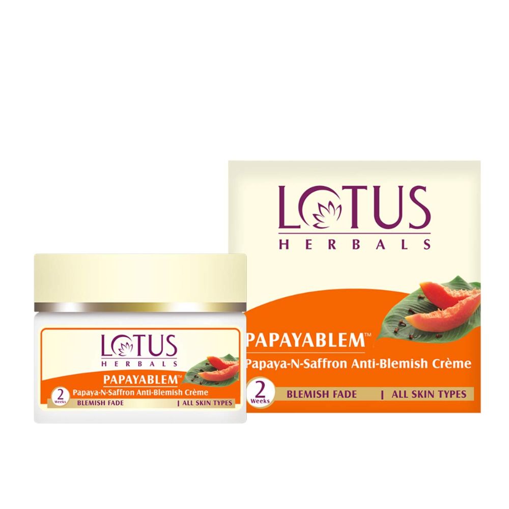 Lotus Herbals | Papayablem Papaya N Saffron Anti-Blemish Crème 50 Gms