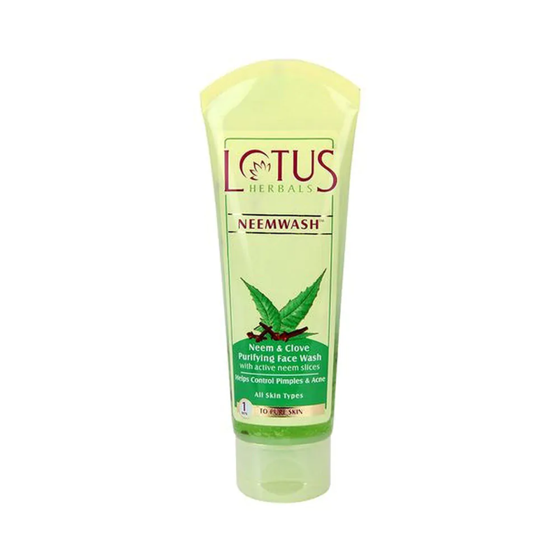 Lotus Herbals | Neemwash Neem & Clove Ultra-Purifying Face Wash With Active Neem Slices 80Gms